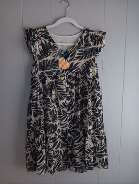Hayden Kids Kids Black Leaf Print Flutter Sleeve Dress New W Tags Size XL